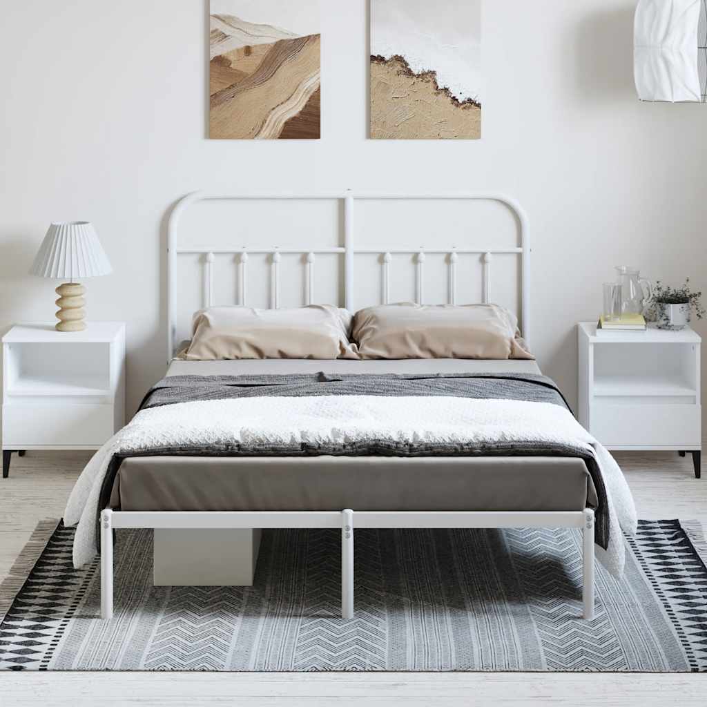 sengeramme med sengegavl 150x200 cm metal hvid