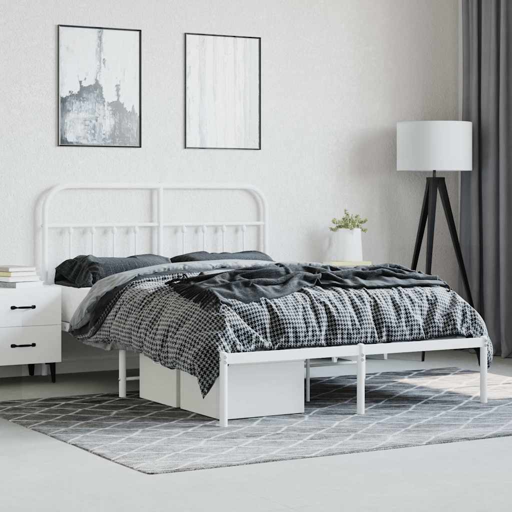 sengeramme med sengegavl 150x200 cm metal hvid