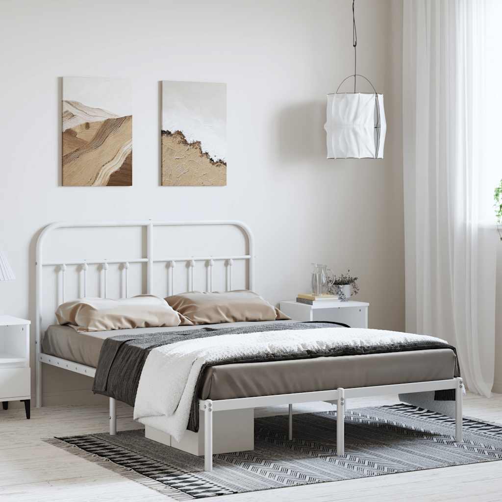 sengeramme med sengegavl 150x200 cm metal hvid