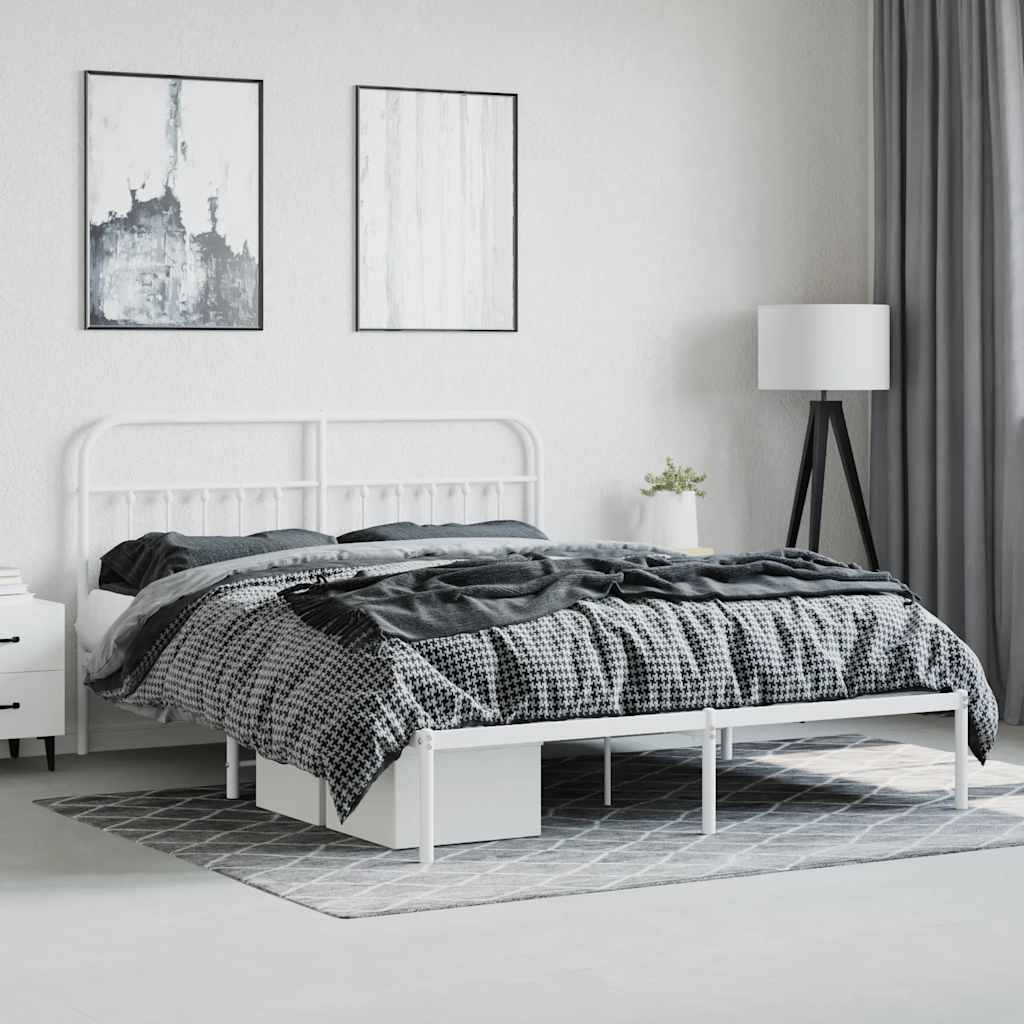 sengeramme med sengegavl 180x200 cm metal hvid