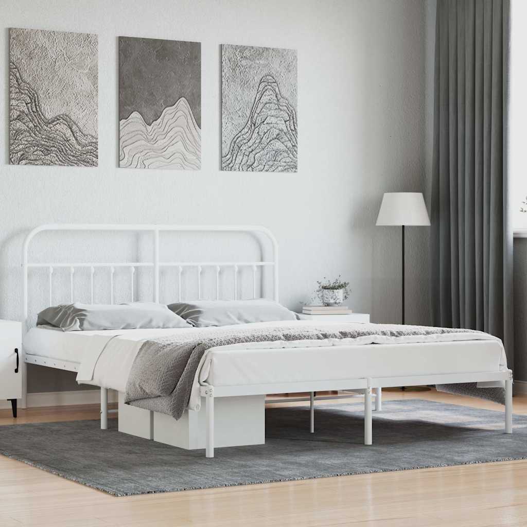 sengeramme med sengegavl 180x200 cm metal hvid