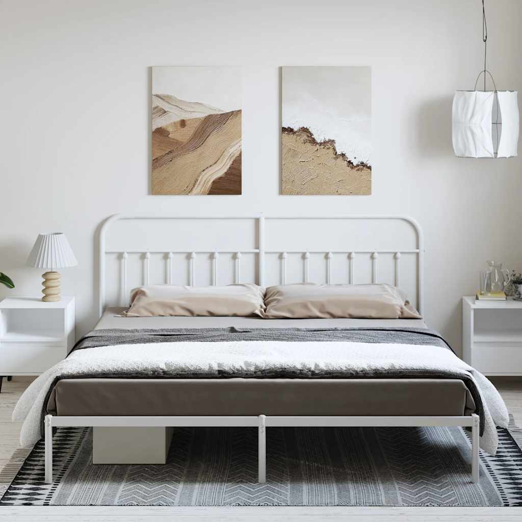 sengeramme med sengegavl 183x213 cm metal hvid