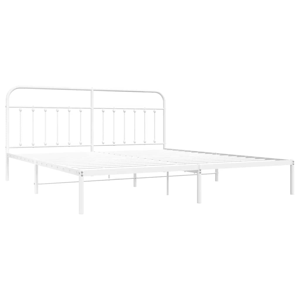 sengeramme med sengegavl 193x203 cm metal hvid