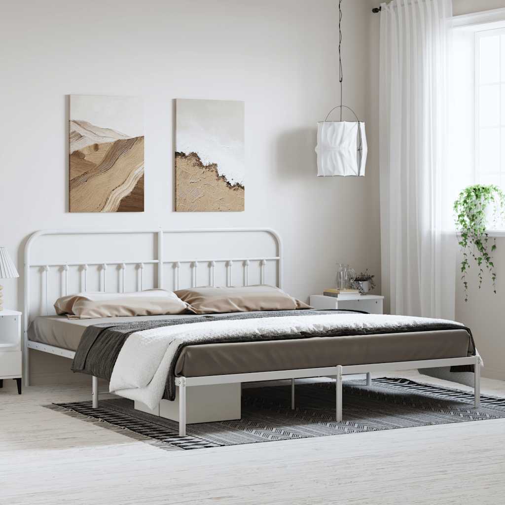 sengeramme med sengegavl 193x203 cm metal hvid