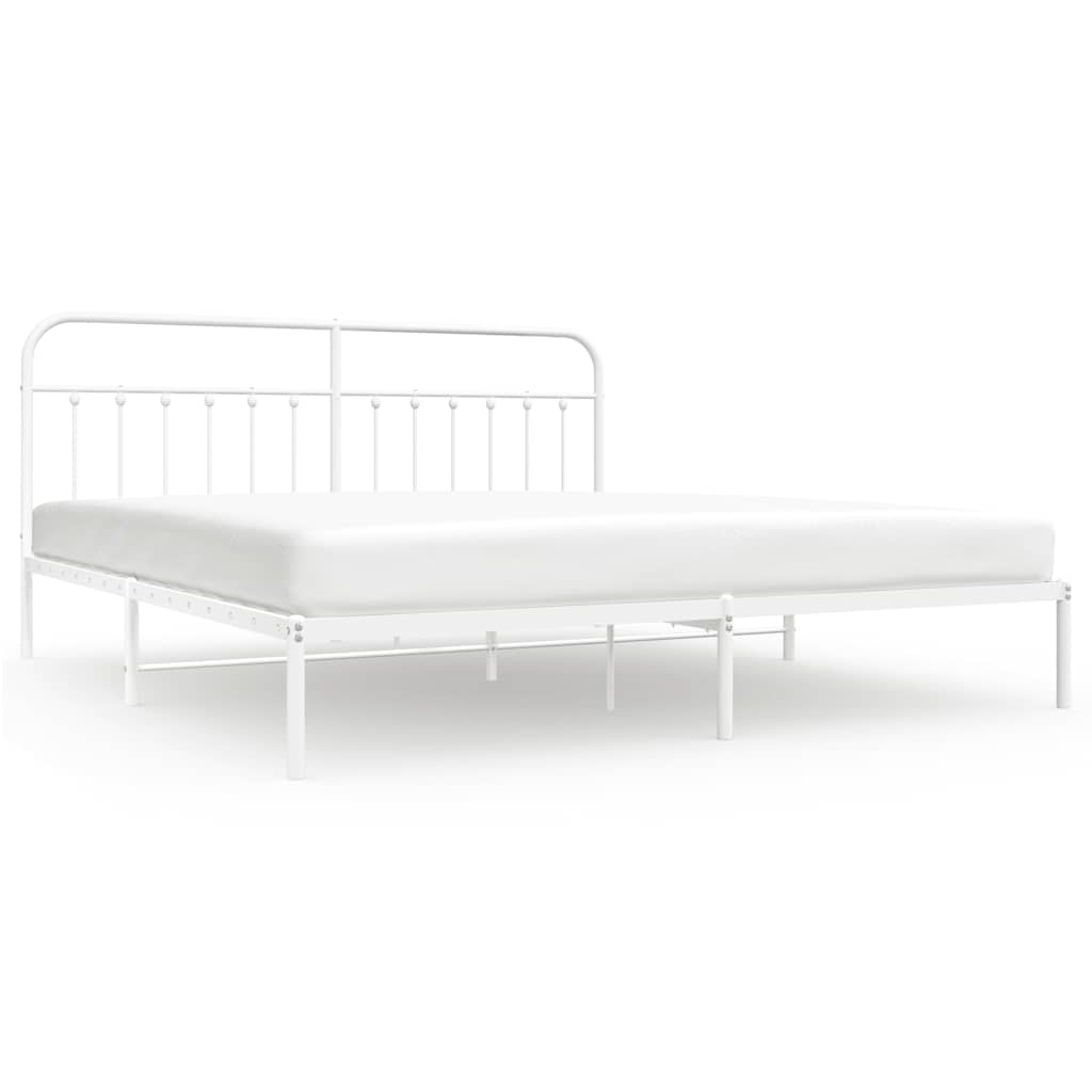 sengeramme med sengegavl 200x200 cm metal hvid