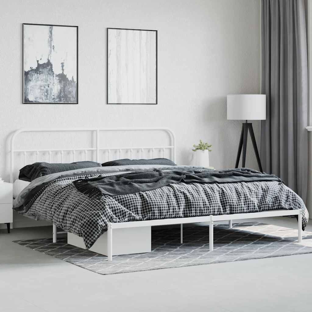 sengeramme med sengegavl 200x200 cm metal hvid