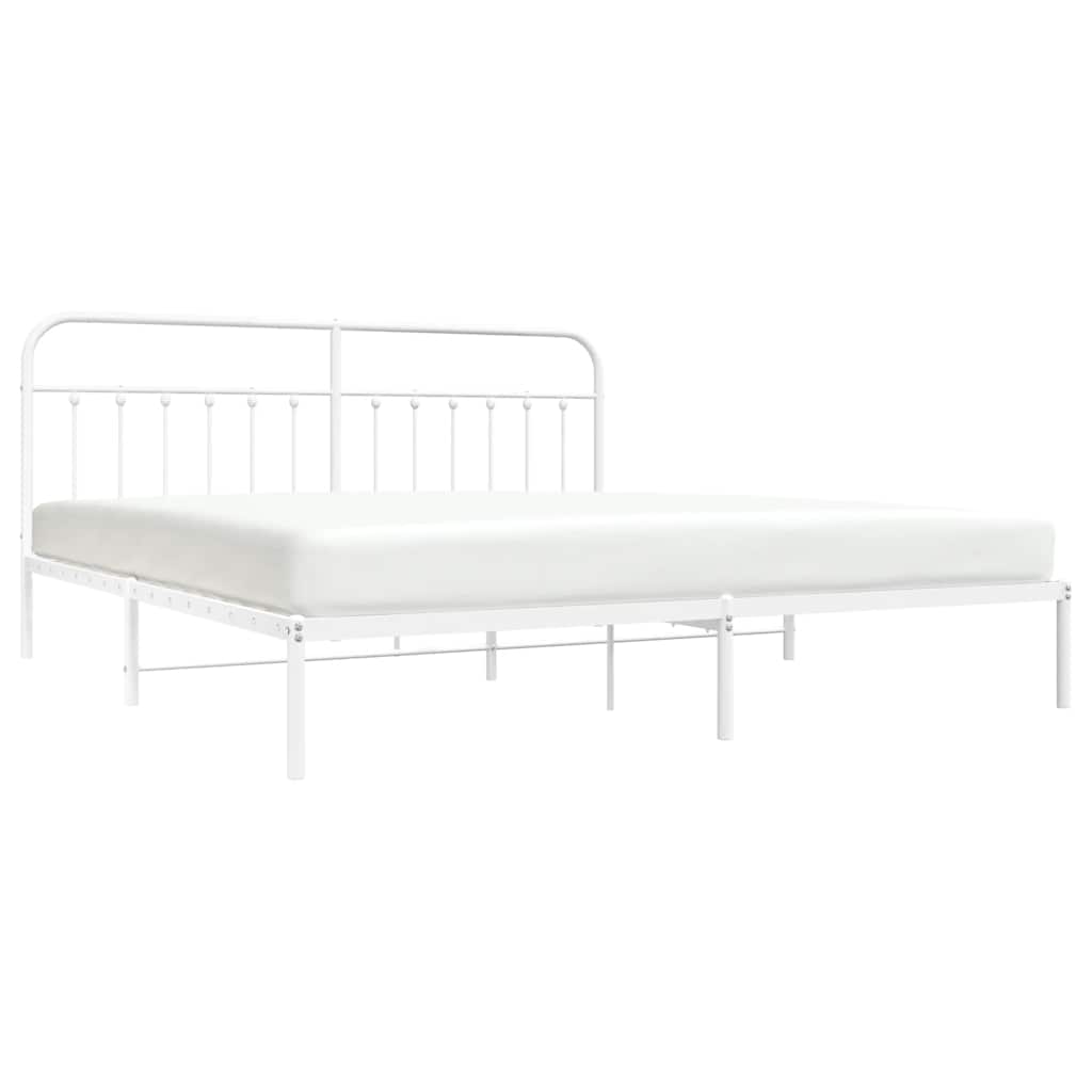 sengeramme med sengegavl 200x200 cm metal hvid