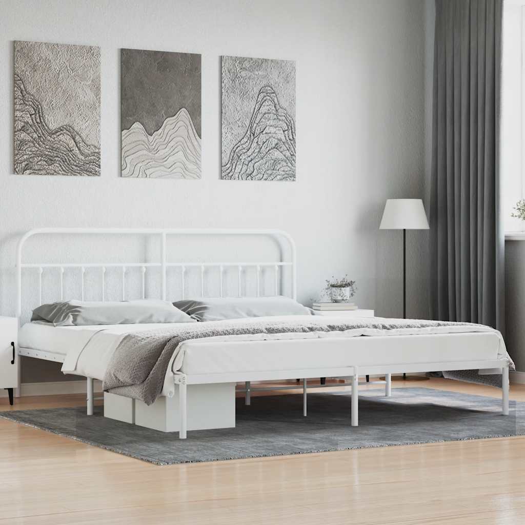 sengeramme med sengegavl 200x200 cm metal hvid