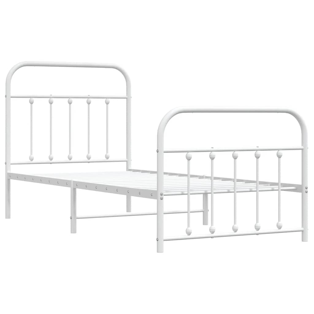 sengeramme med sengegavl og fodgærde 90x190 cm metal hvid