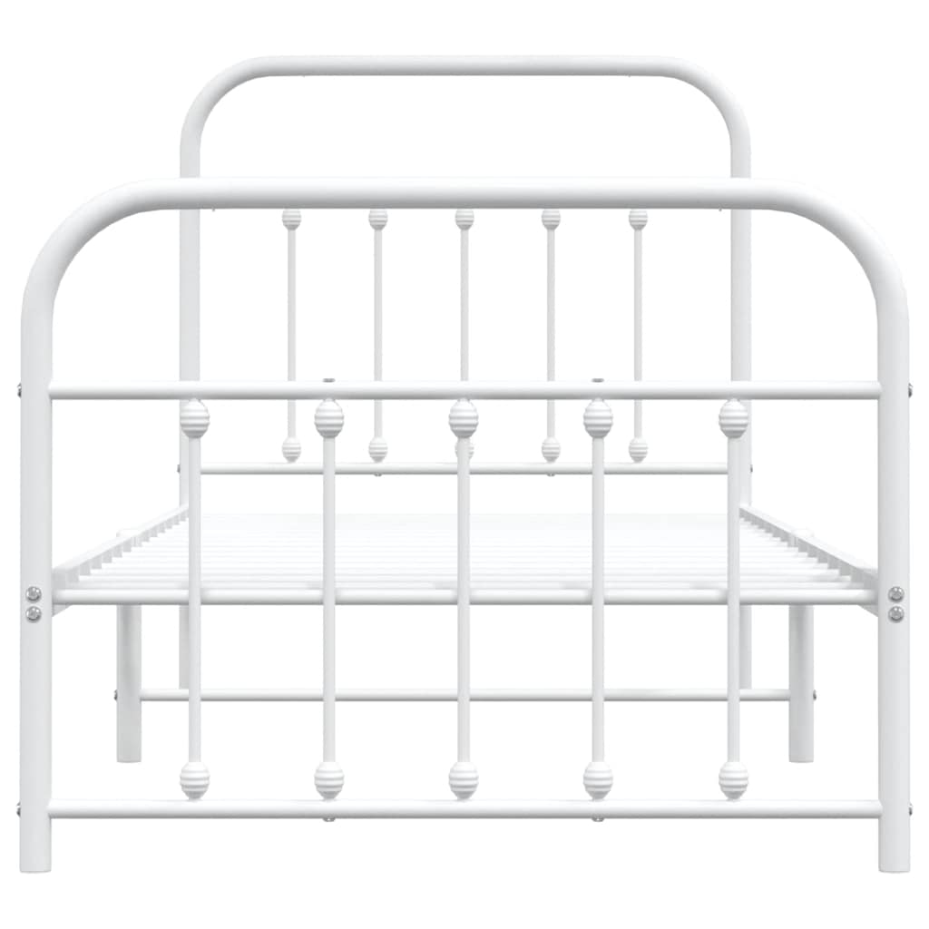 sengeramme med sengegavl og fodgærde 90x190 cm metal hvid