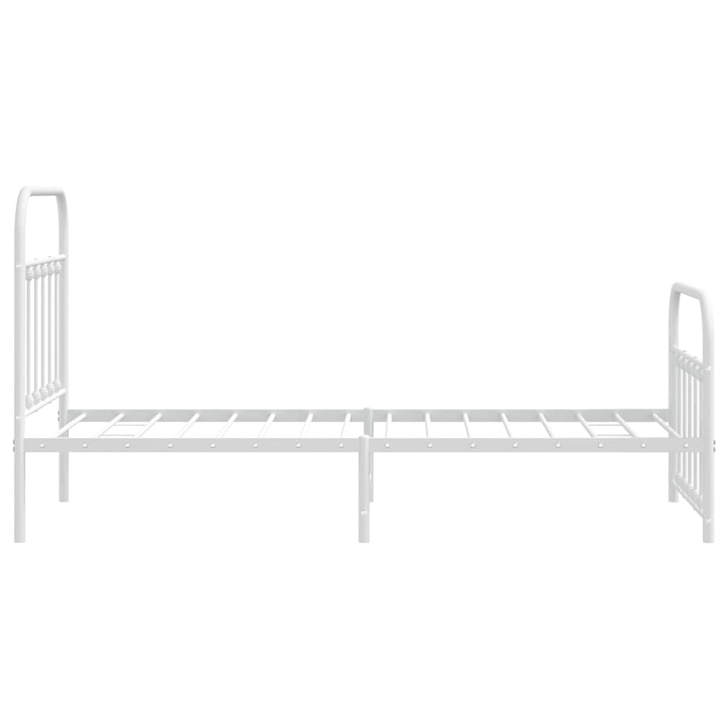 sengeramme med sengegavl og fodgærde 90x190 cm metal hvid