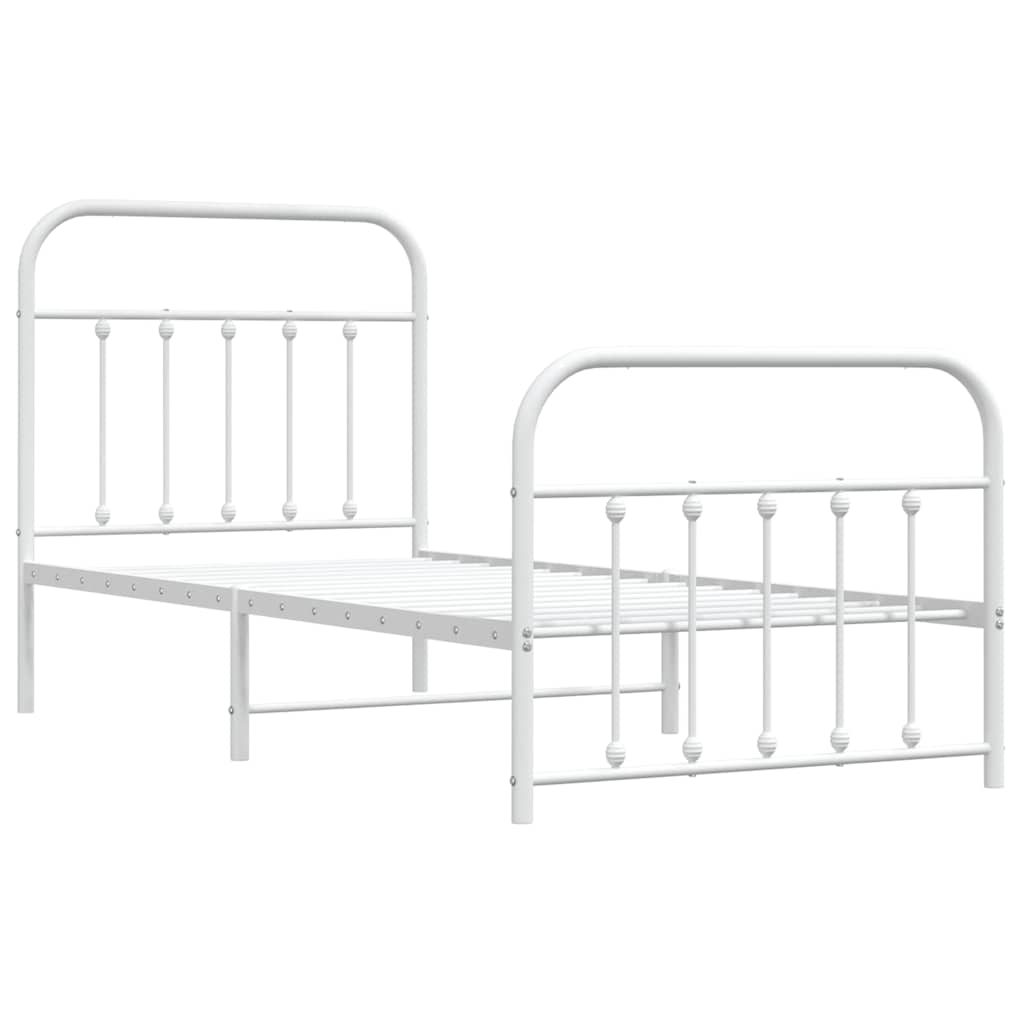 sengeramme med sengegavl og fodgærde 90x200 cm metal hvid