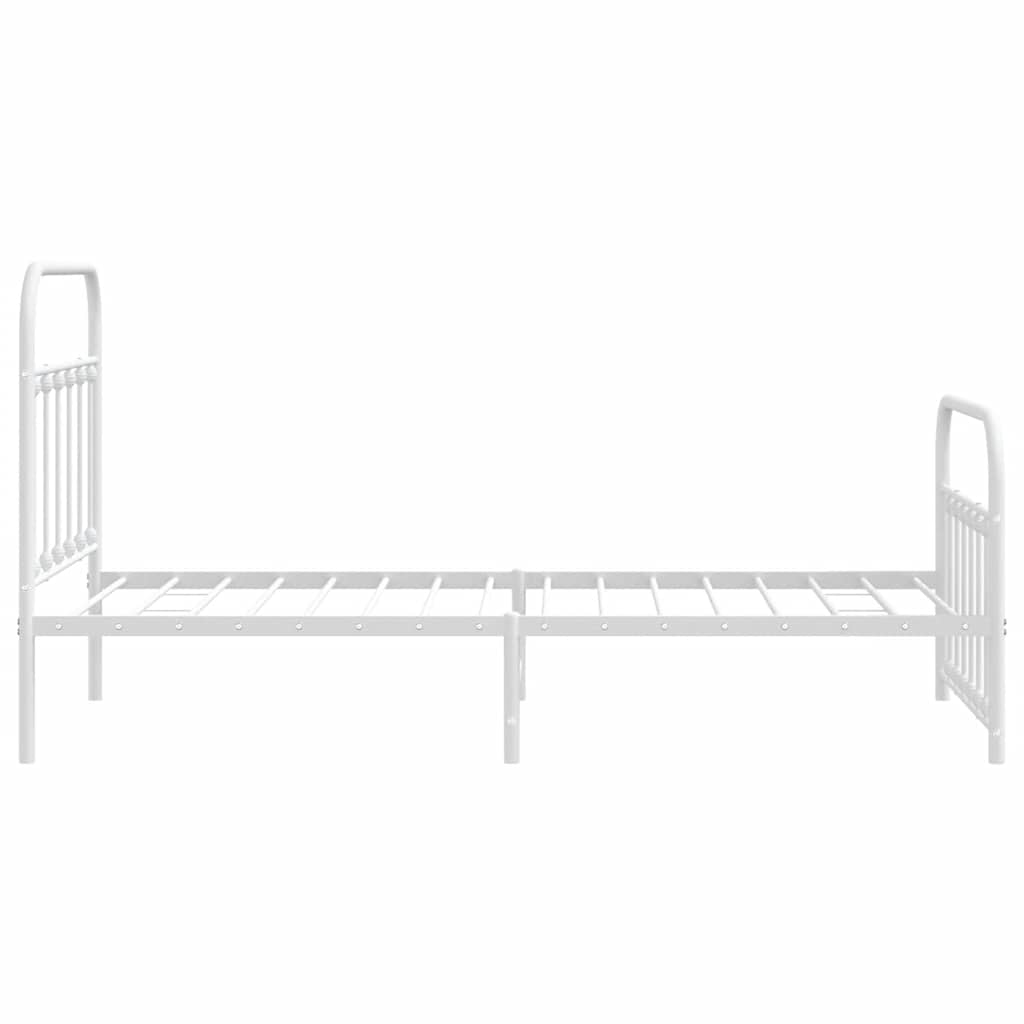 sengeramme med sengegavl og fodgærde 100x190 cm metal hvid