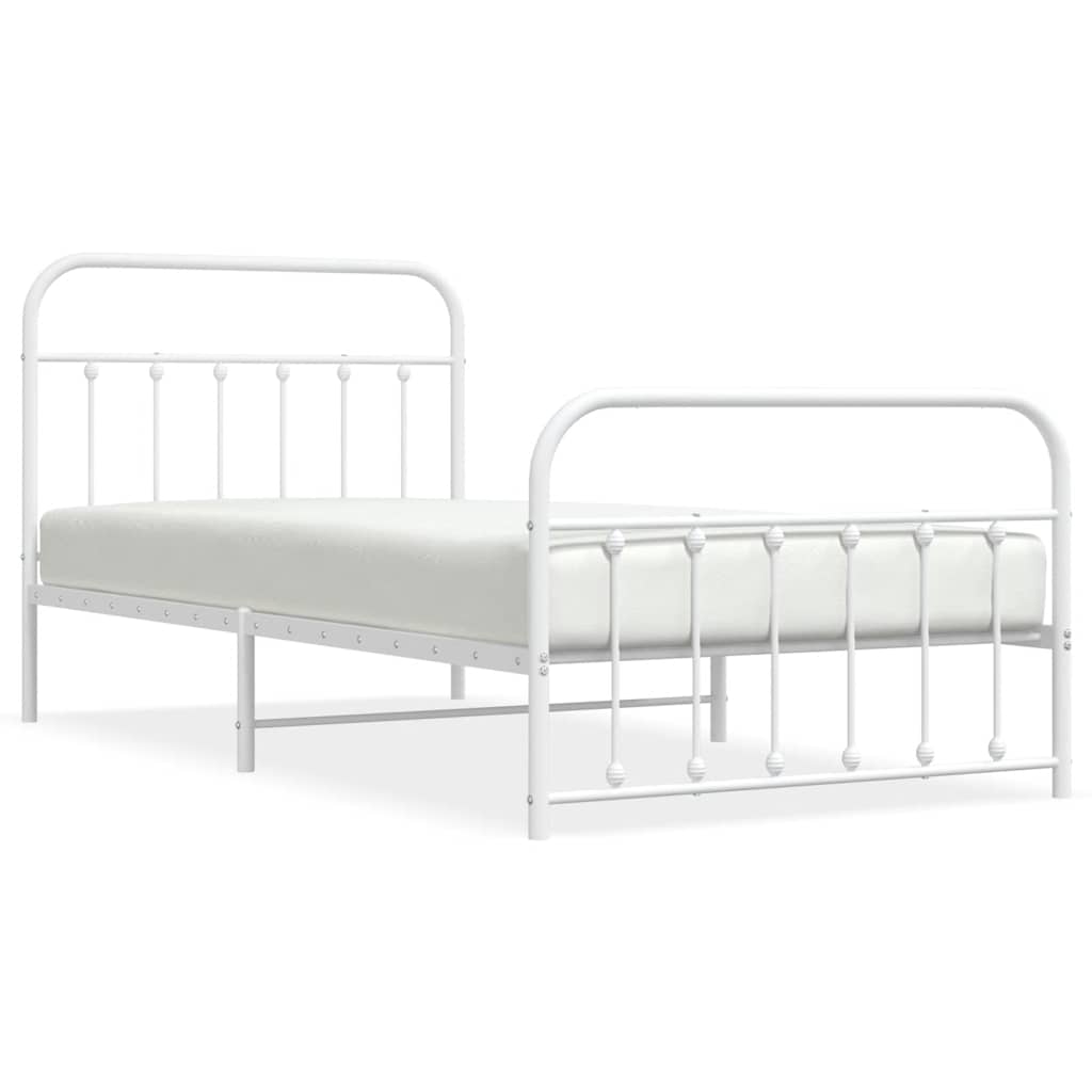 sengeramme med sengegavl og fodgærde 107x203 cm metal hvid