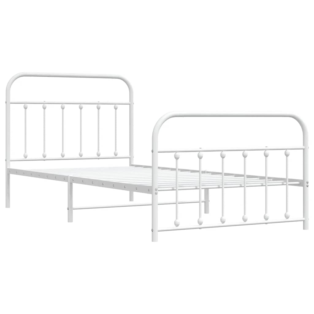sengeramme med sengegavl og fodgærde 107x203 cm metal hvid