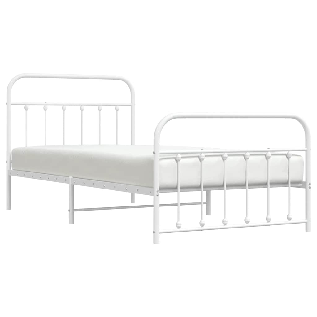 sengeramme med sengegavl og fodgærde 107x203 cm metal hvid