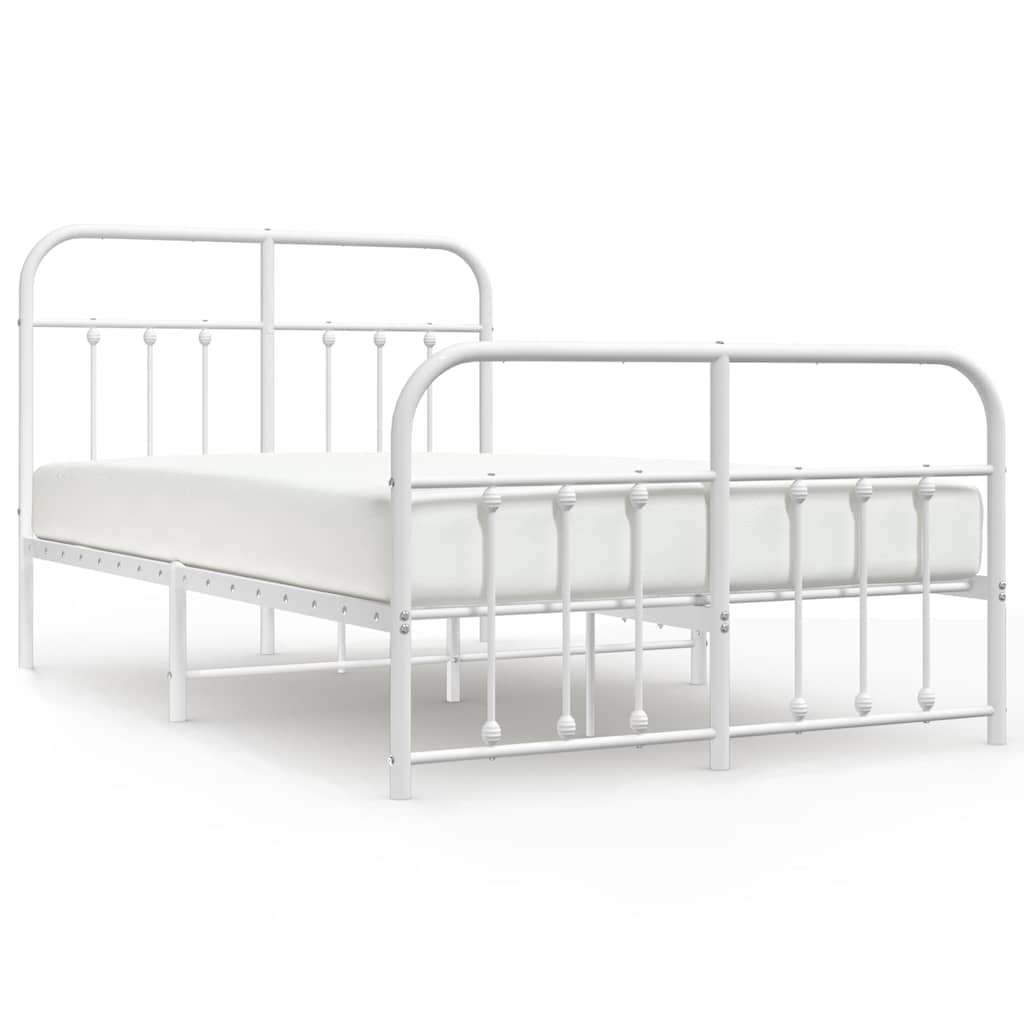 sengeramme med sengegavl og fodgærde 120x190 cm metal hvid