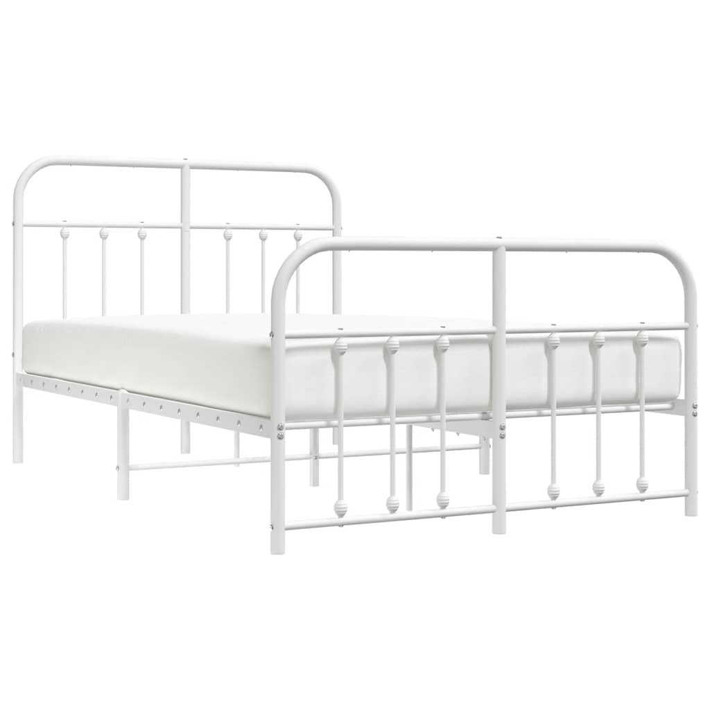 sengeramme med sengegavl og fodgærde 120x190 cm metal hvid