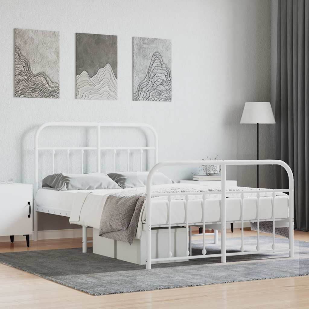 sengeramme med sengegavl og fodgærde 120x190 cm metal hvid