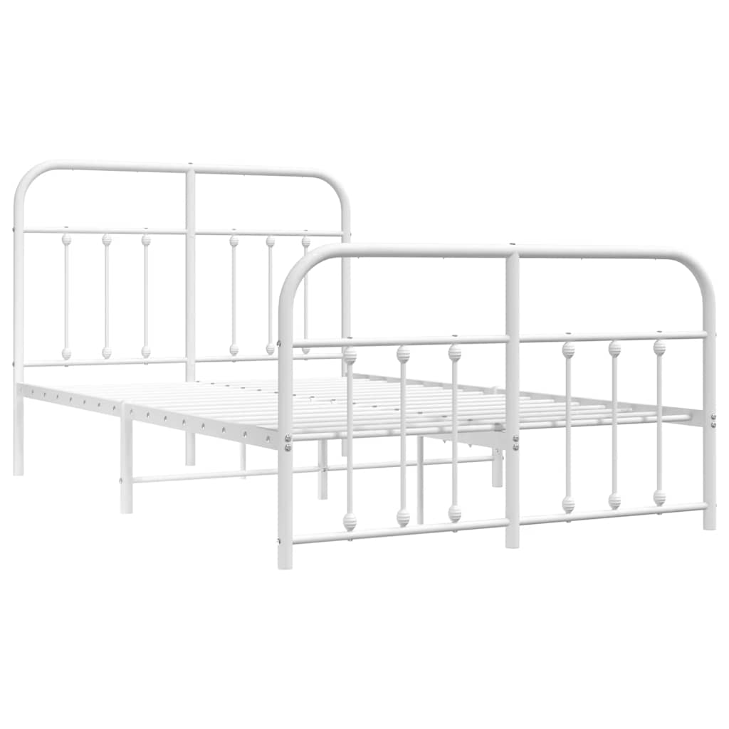 sengeramme med sengegavl og fodgærde 120x200 cm metal hvid
