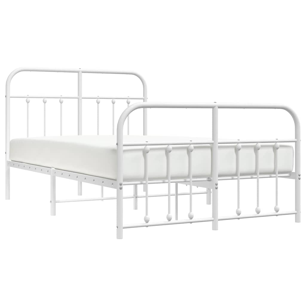 sengeramme med sengegavl og fodgærde 120x200 cm metal hvid