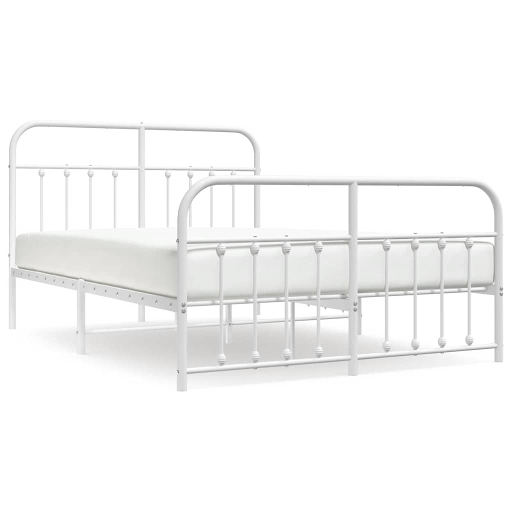 sengeramme med sengegavl og fodgærde 135x190 cm metal hvid