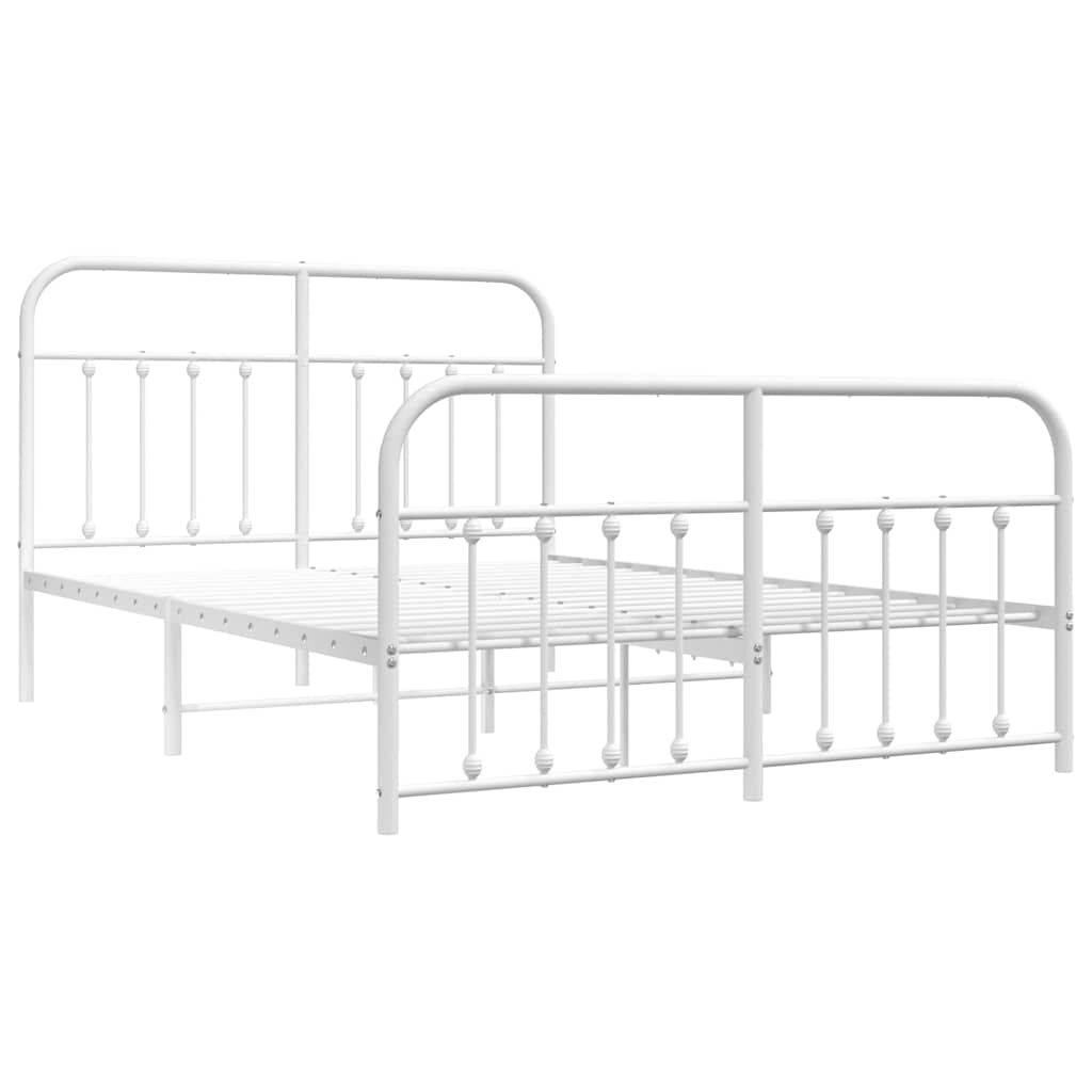 sengeramme med sengegavl og fodgærde 135x190 cm metal hvid