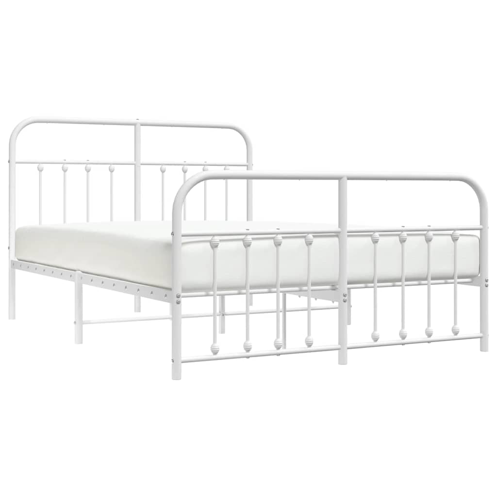 sengeramme med sengegavl og fodgærde 135x190 cm metal hvid