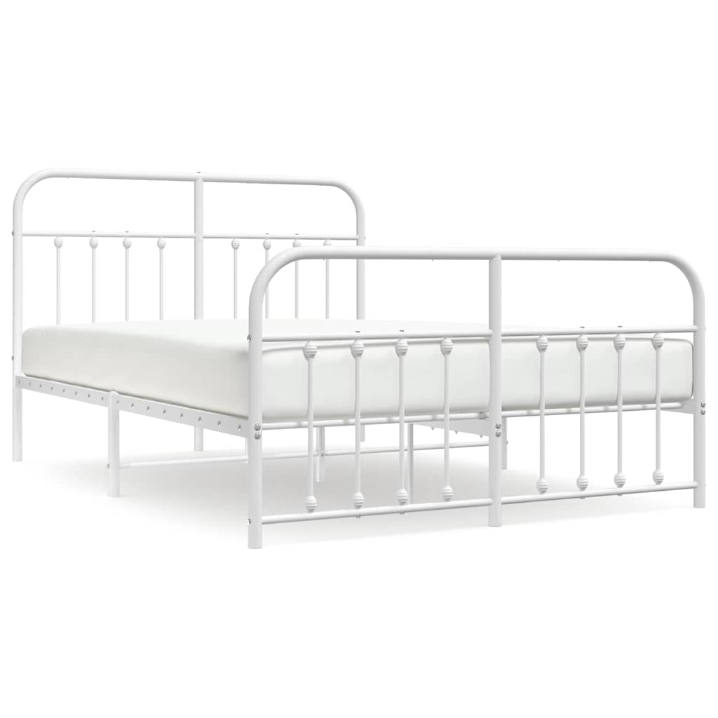 sengeramme med sengegavl og fodgærde 140x190 cm metal hvid