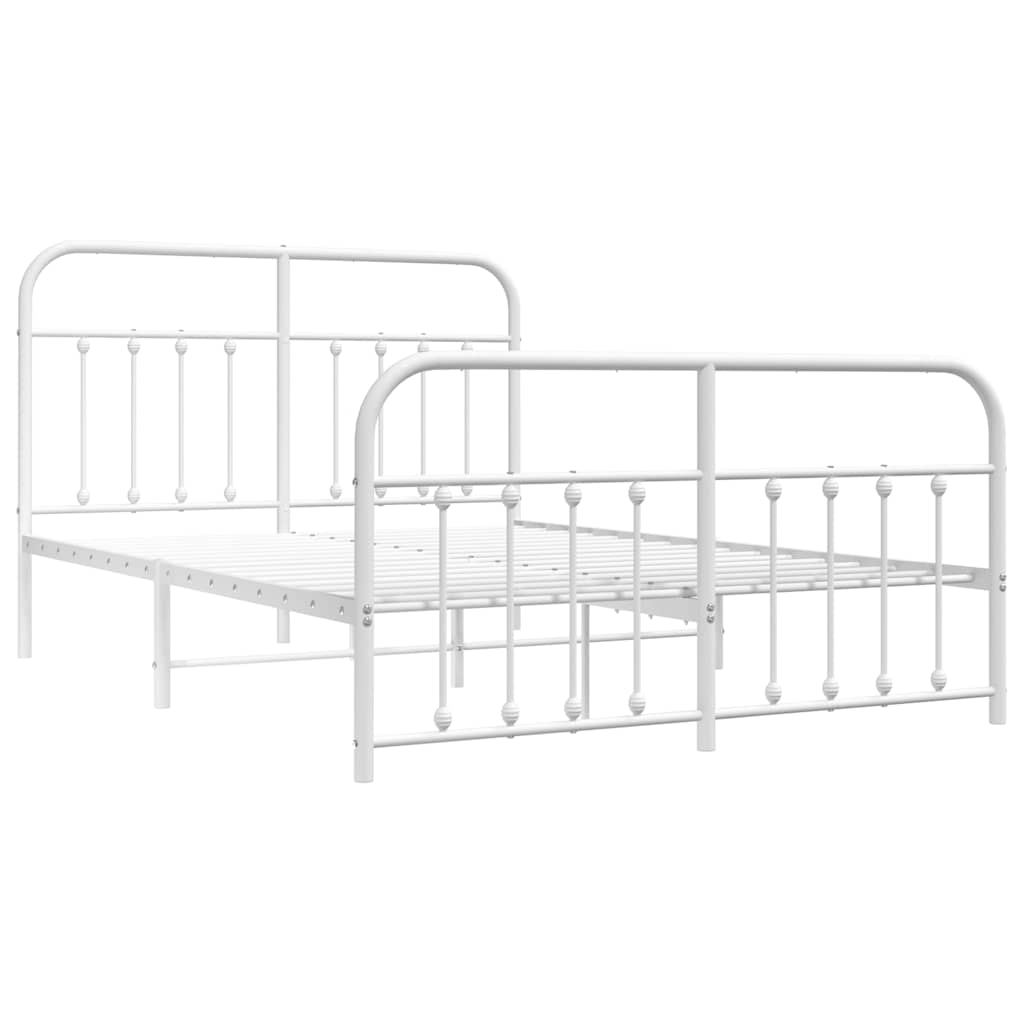 sengeramme med sengegavl og fodgærde 140x190 cm metal hvid