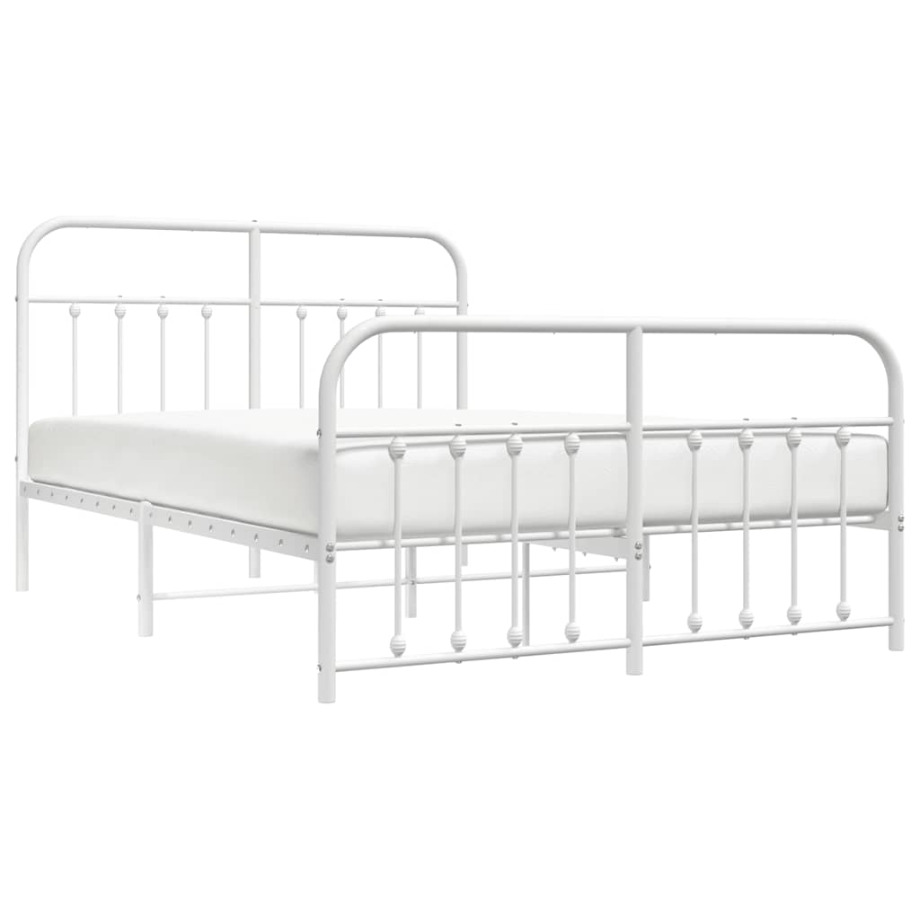 sengeramme med sengegavl og fodgærde 140x190 cm metal hvid