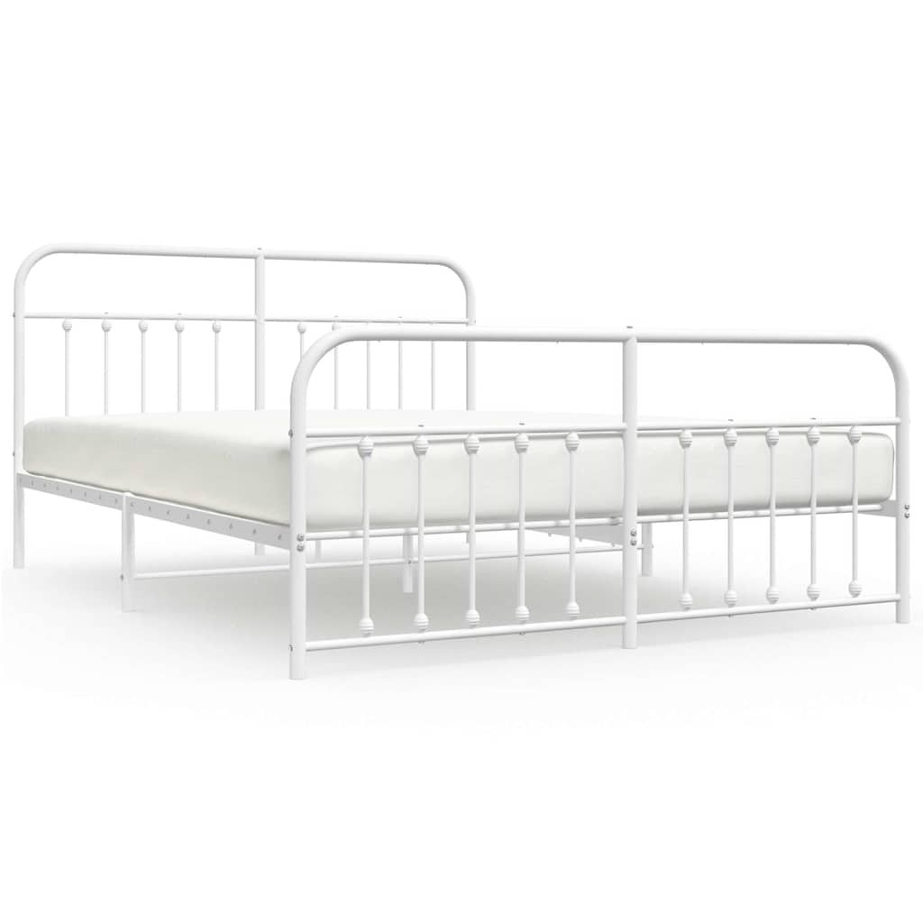 sengeramme med sengegavl og fodgærde 183x213 cm metal hvid