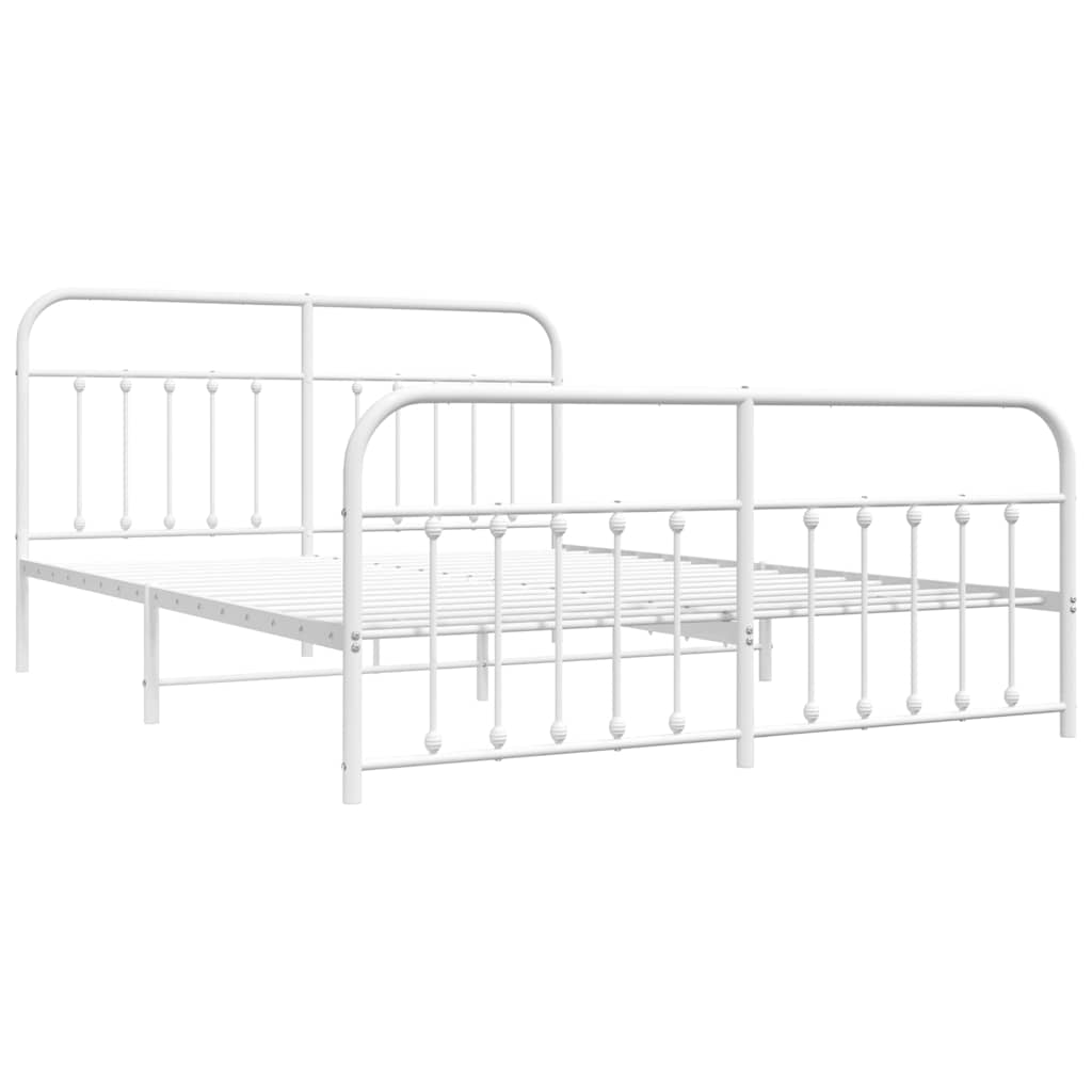 sengeramme med sengegavl og fodgærde 183x213 cm metal hvid