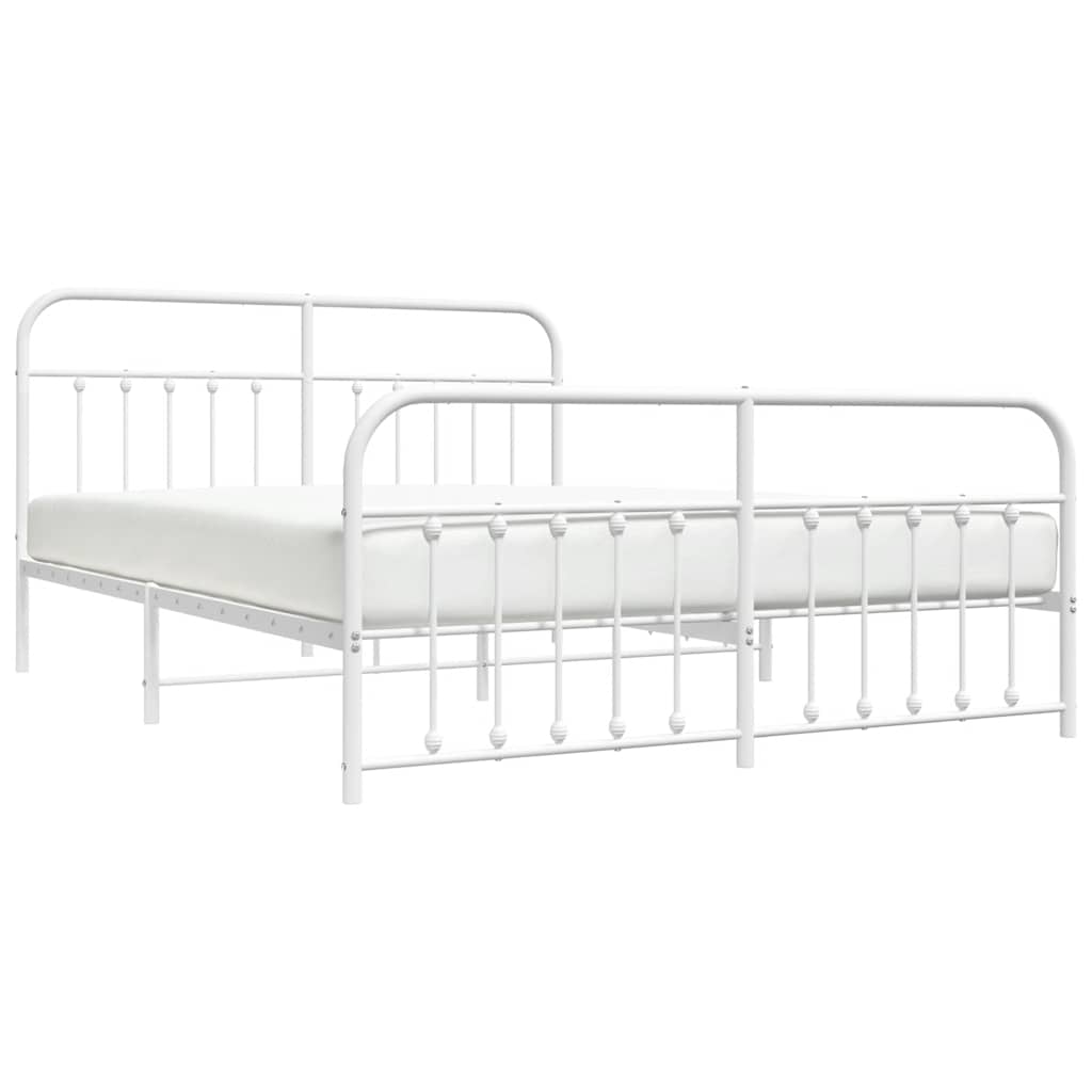 sengeramme med sengegavl og fodgærde 183x213 cm metal hvid