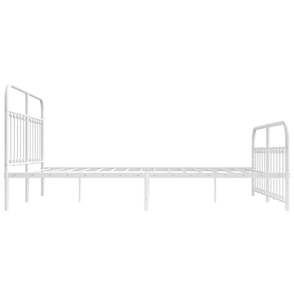 sengeramme med sengegavl og fodgærde 183x213 cm metal hvid