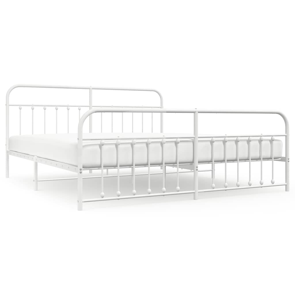 sengeramme med sengegavl og fodgærde 200x200 cm metal hvid