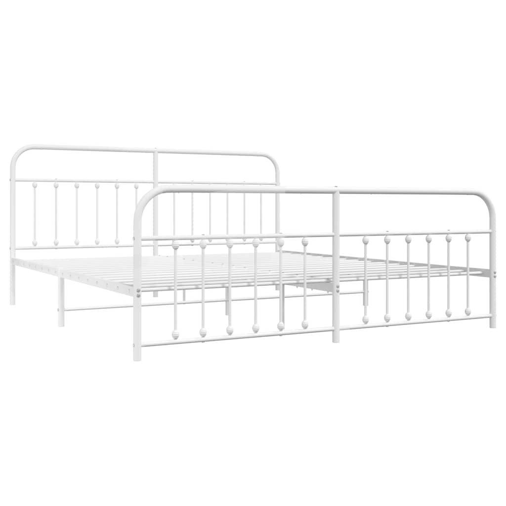 sengeramme med sengegavl og fodgærde 200x200 cm metal hvid