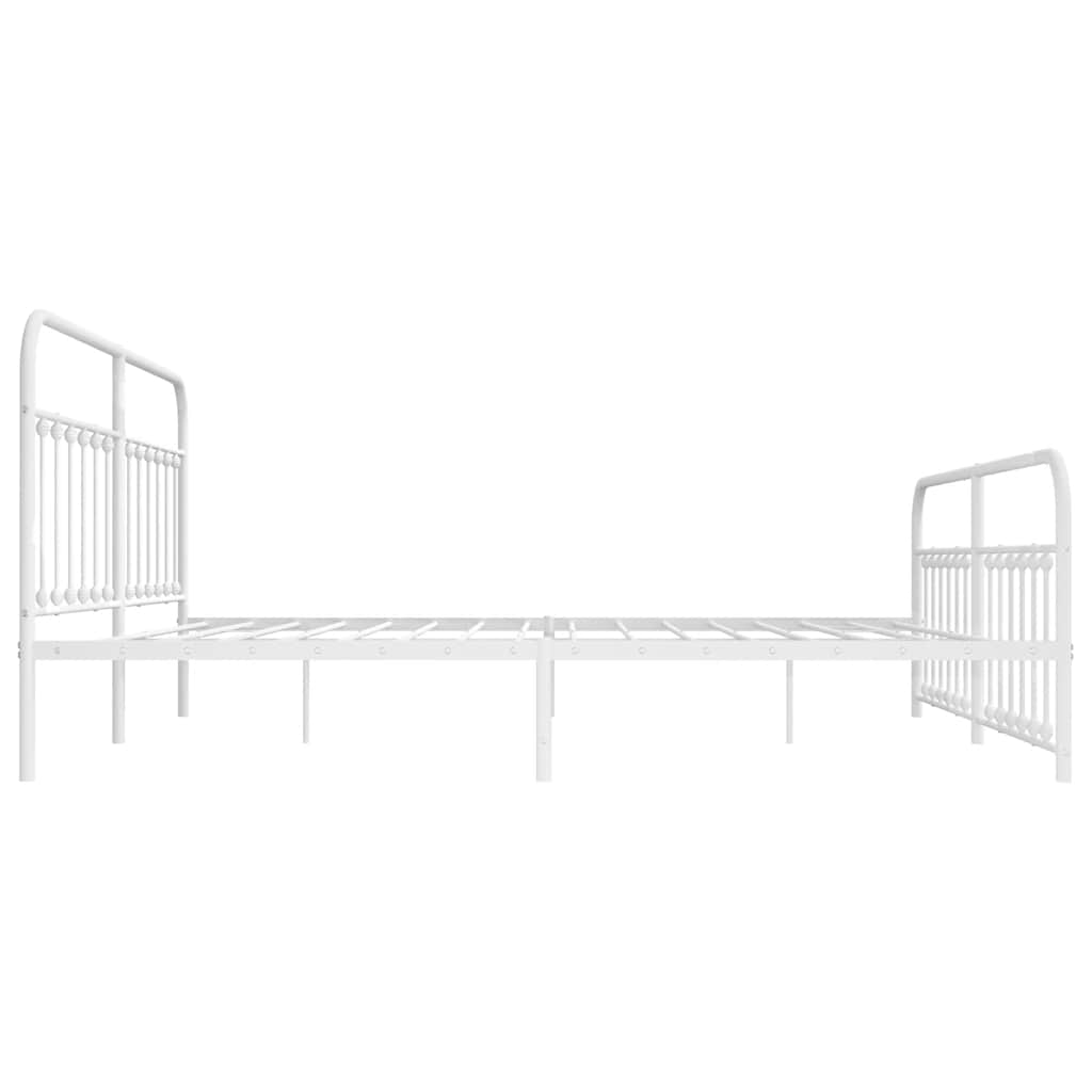 sengeramme med sengegavl og fodgærde 200x200 cm metal hvid