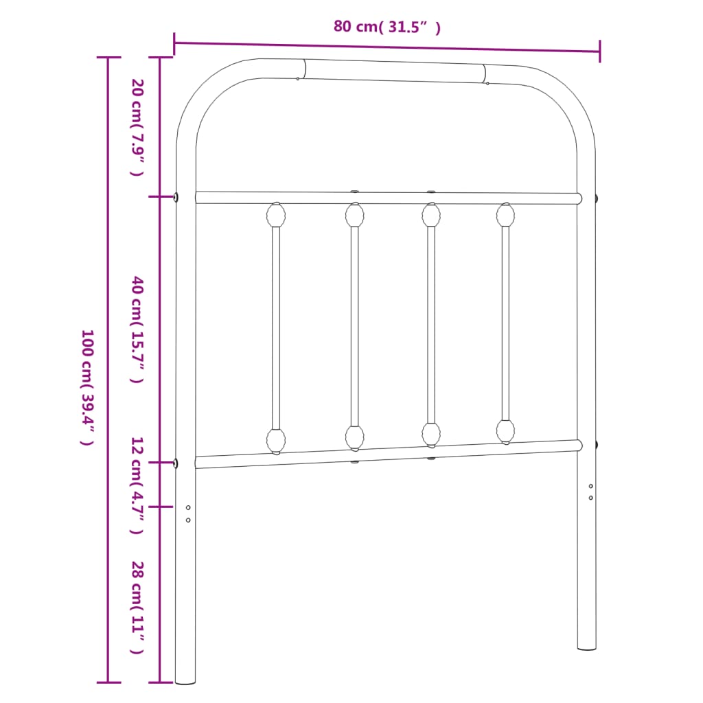 udskiftningsgavl 75 cm metal hvid