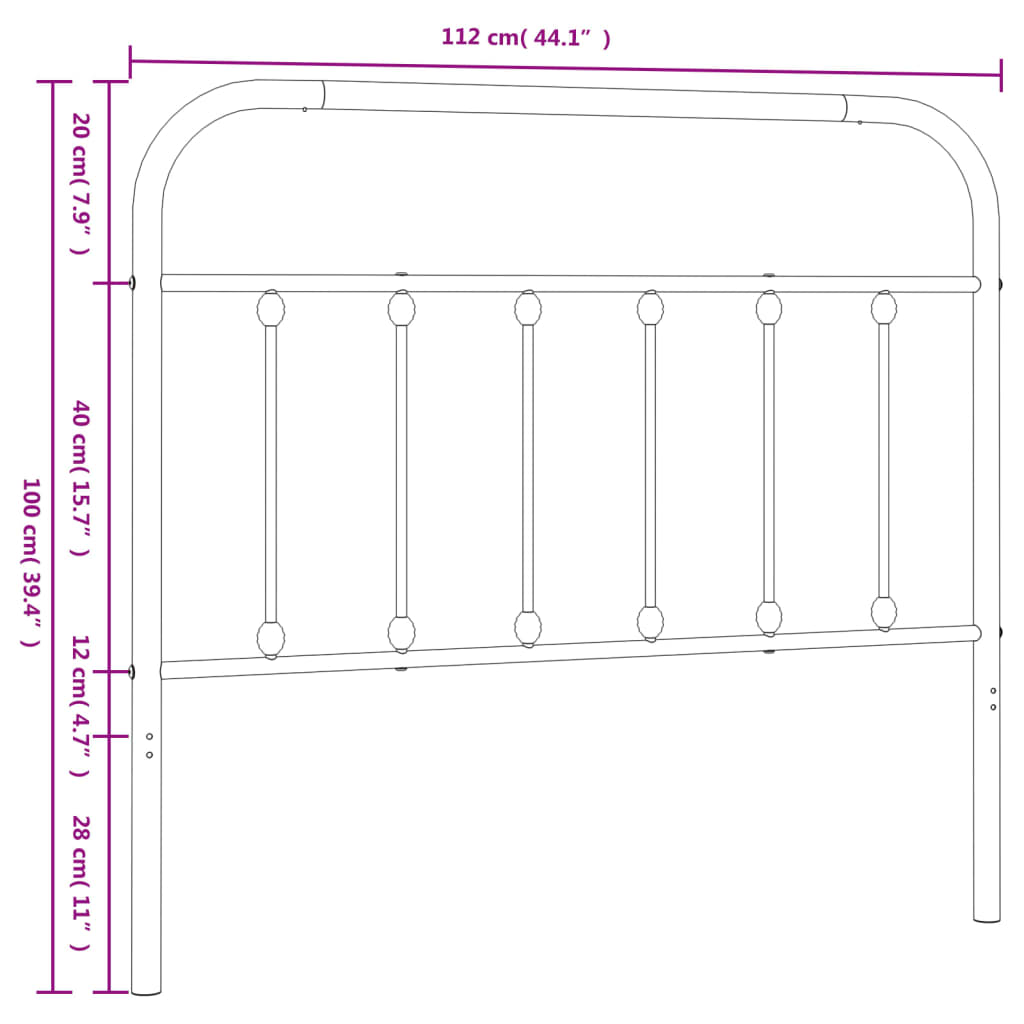 udskiftningsgavl 107 cm metal hvid