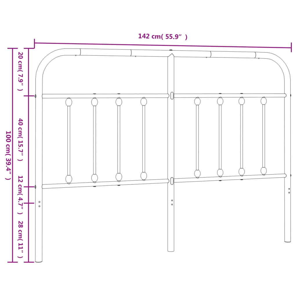 udskiftningsgavl 135 cm metal hvid
