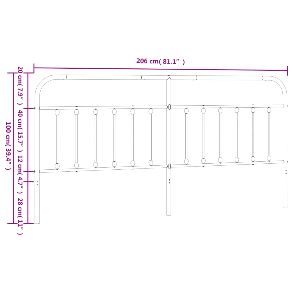 udskiftningsgavl 200 cm metal hvid