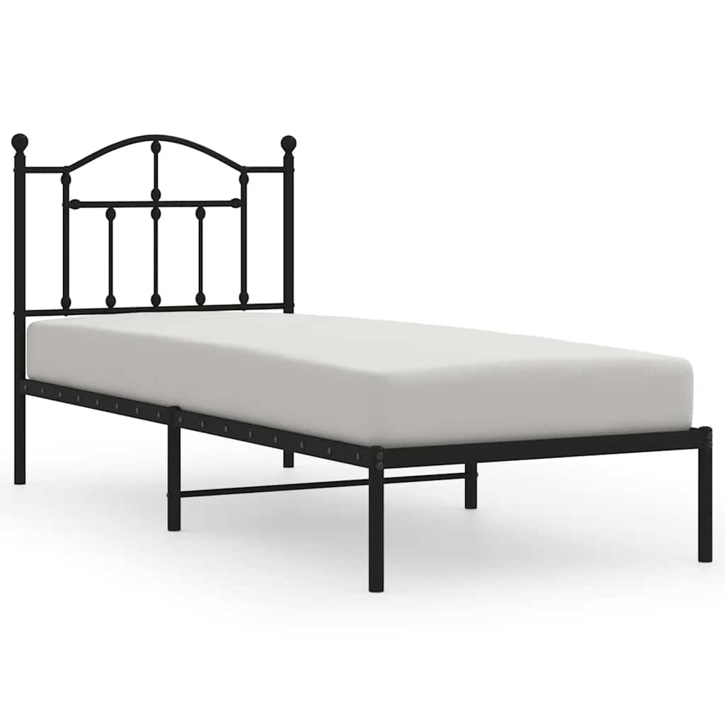 sengeramme med sengegavl 90x190 cm metal sort