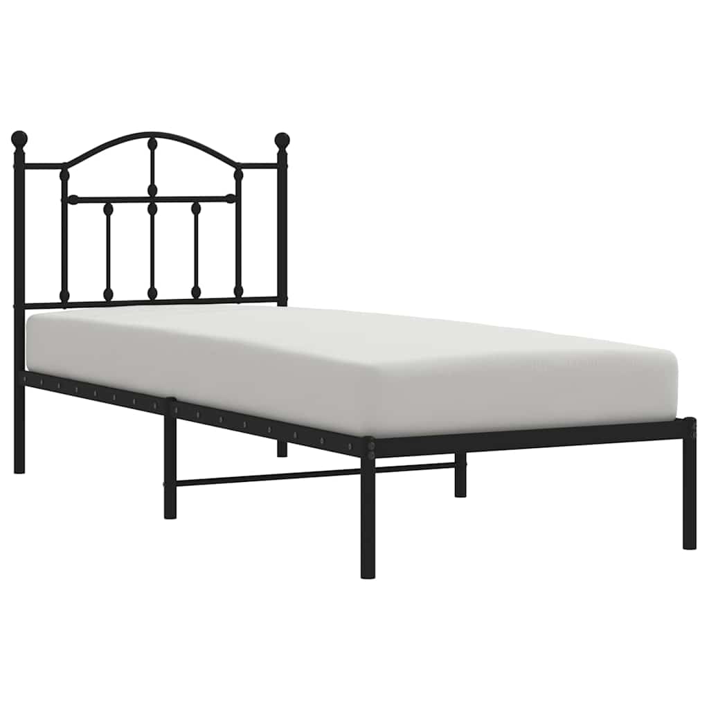 sengeramme med sengegavl 90x190 cm metal sort