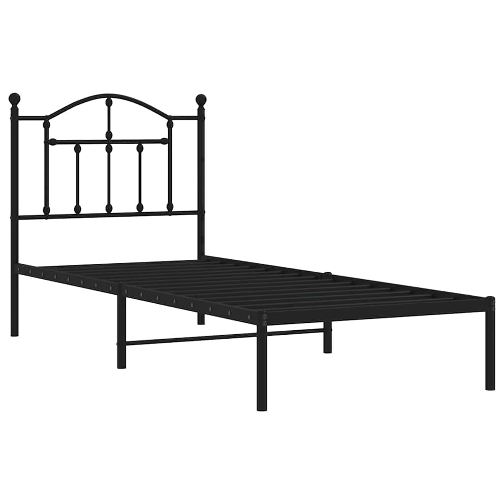 sengeramme med sengegavl 90x190 cm metal sort