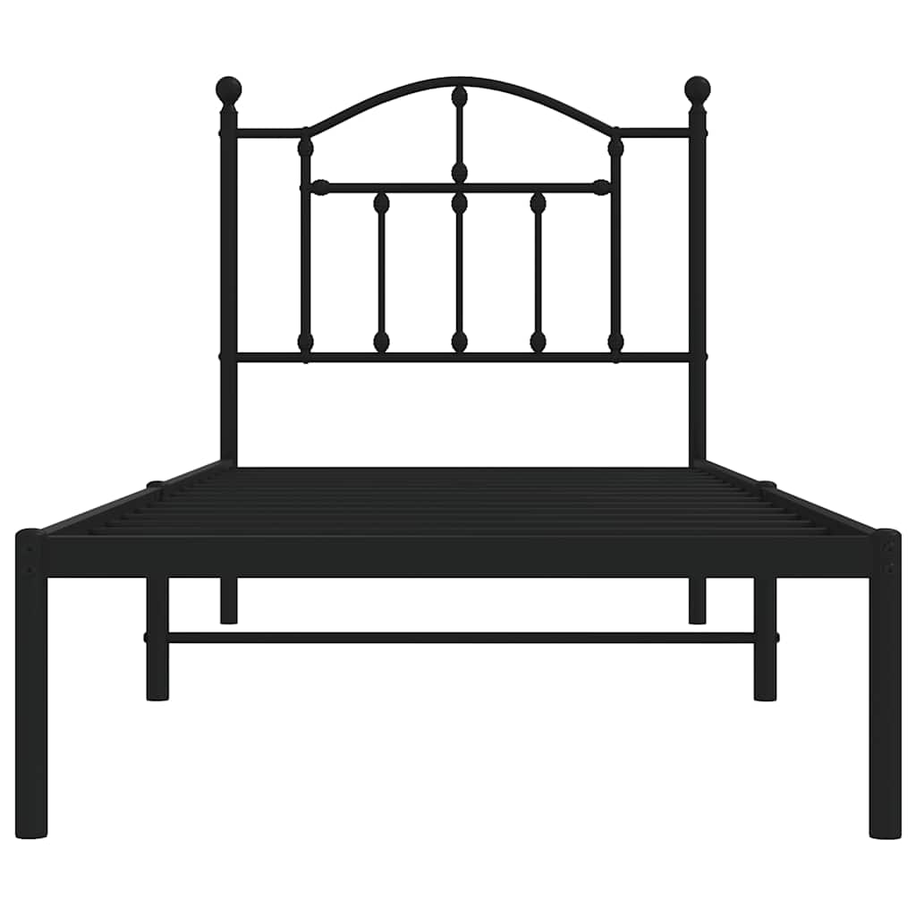 sengeramme med sengegavl 90x190 cm metal sort