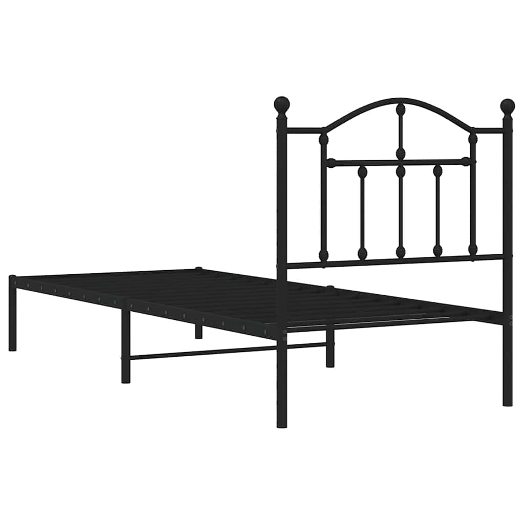 sengeramme med sengegavl 90x190 cm metal sort