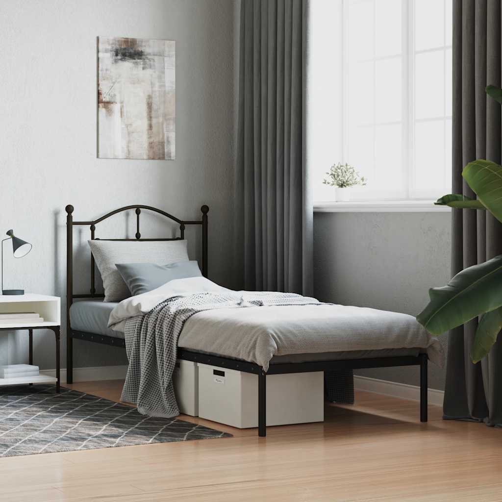 sengeramme med sengegavl 90x190 cm metal sort