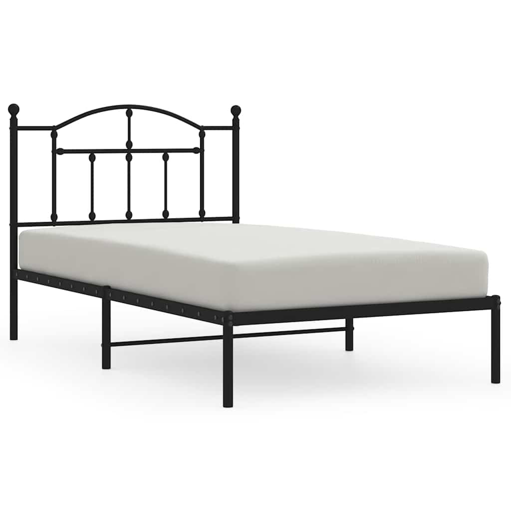 sengeramme med sengegavl 100x190 cm metal sort