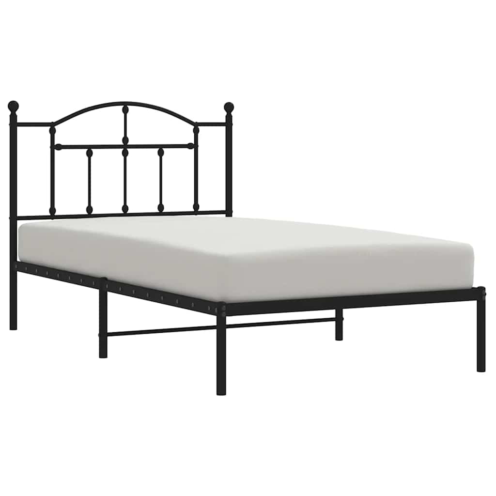 sengeramme med sengegavl 100x190 cm metal sort